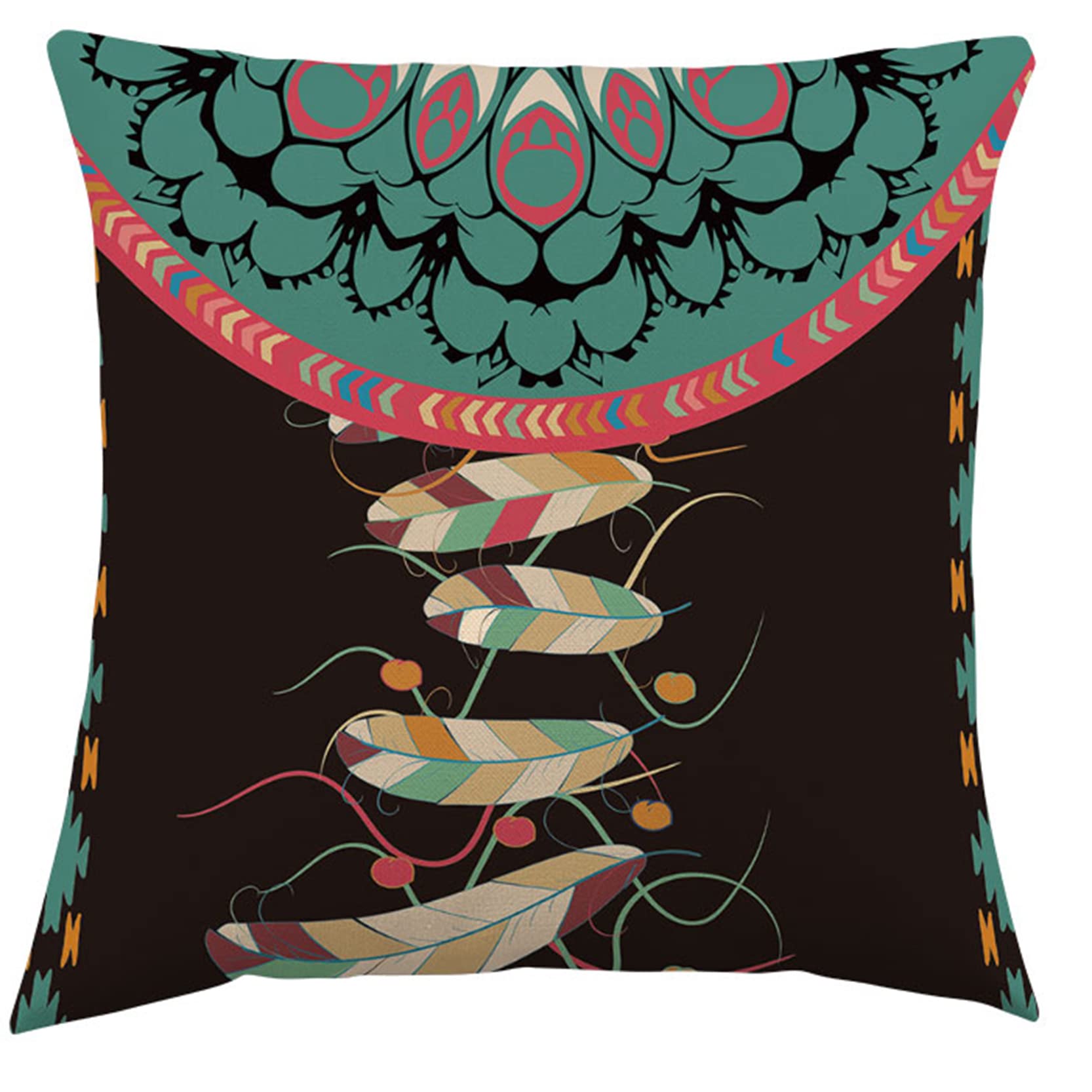 Juego de 2 Fundas Almohada Decorativas Estilo Chino, Seda, Bohemio, algodón y Lino, con diseño Mandala, cuadradas, for decoración del hogar(E,45 x 45 cm (Pack of 2))