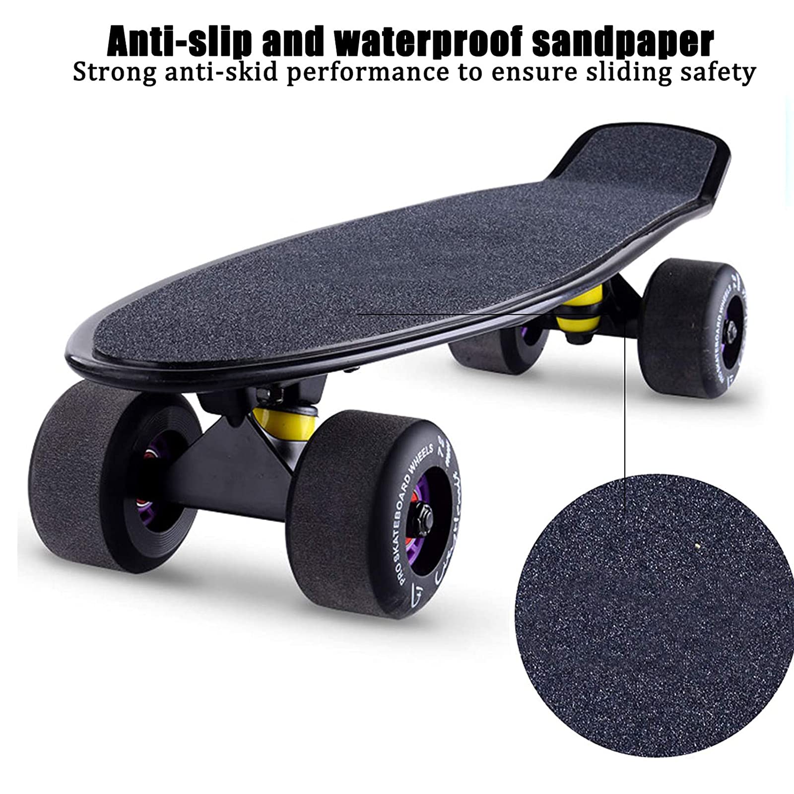 Mini Skateboard 22'' Complete Cruiser Planche à Roulette pour Enfants Adolescents Jeunes Adultes, Skateboard Débutants Entièrement Assemblé avec Équipement de Protection et Outils de Réglage
