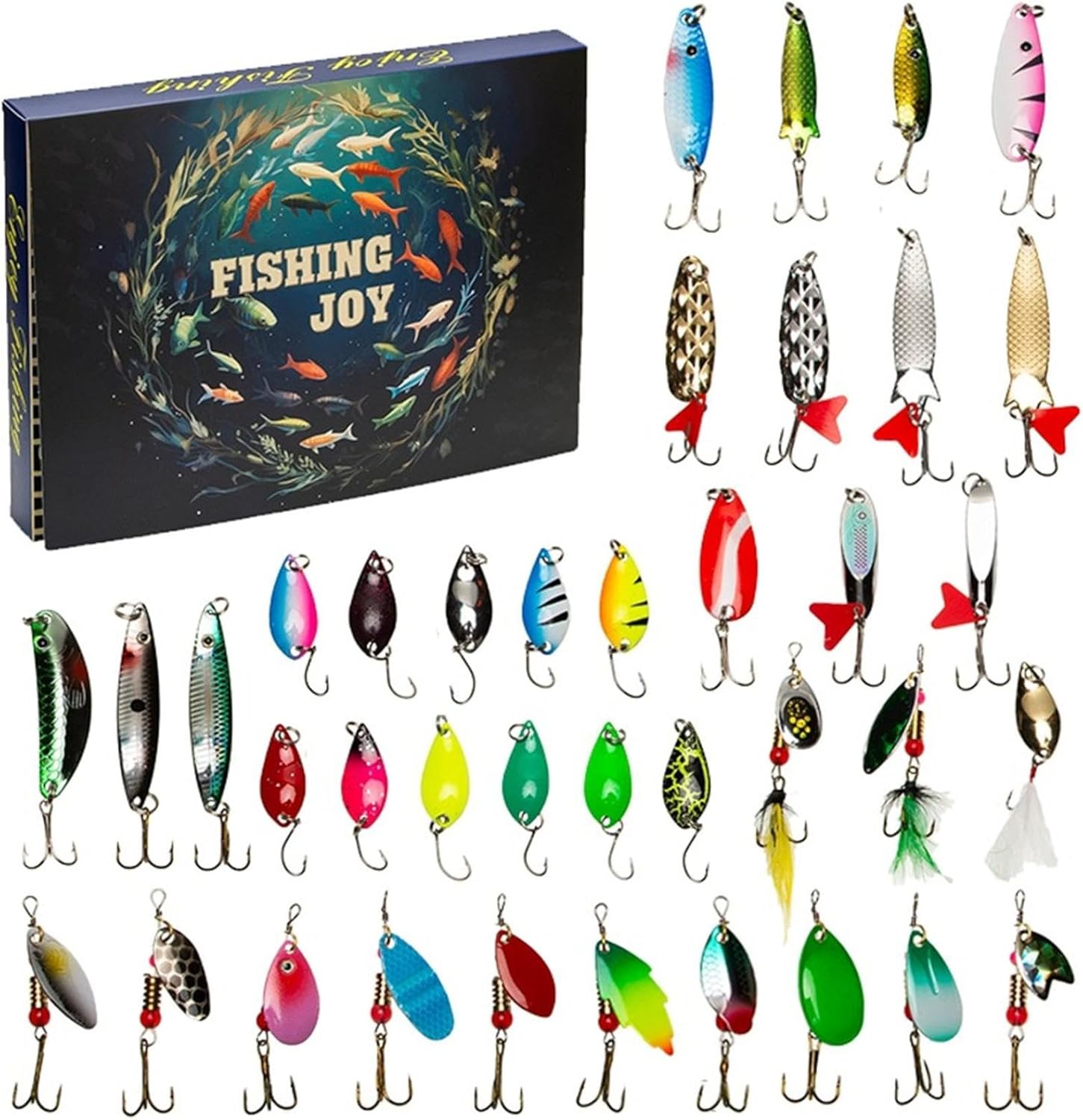 Fishing Lure Christmas Advent Calendar,24 Days Fishing Lures Set Gift for Fisher Adult Men Teen Boys Catch Fish Enthusiast,2024 Christmas Surprise Gift (P01)