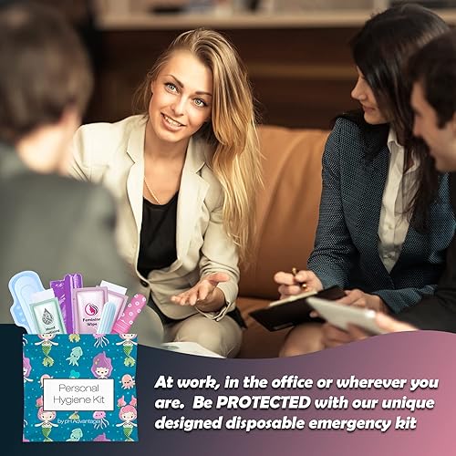 Miniatura 6 de Kit menstrual surtido todo en uno de 60 unidades  Comodidad sobre la marcha  Paquete de kit de período para viajes, adolescentes y adolescentes o