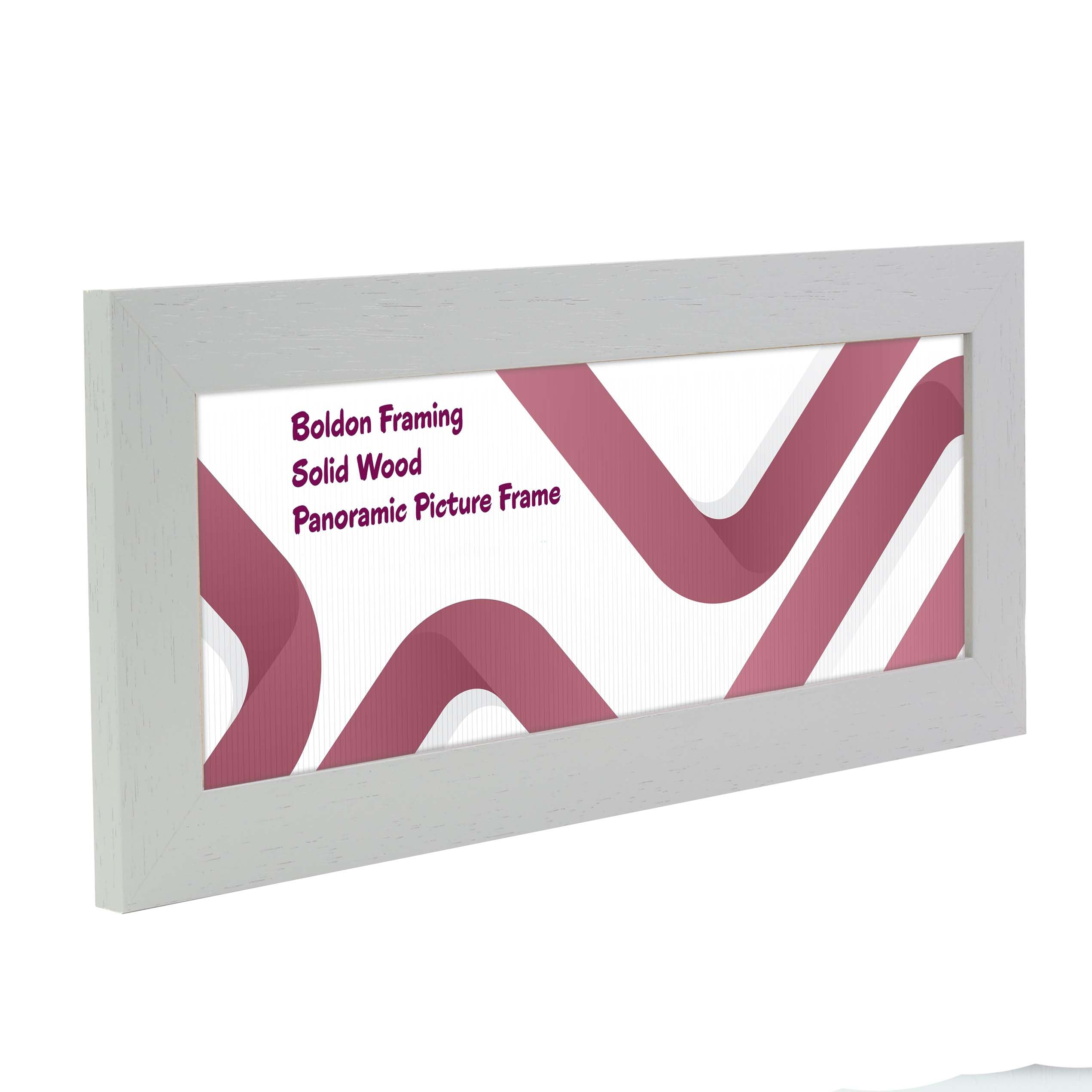 Boldon - Pale Grey 12x5" Solid Wood Panoramic Sizes Picture Frames Photo Frames Modern Poster Frame
