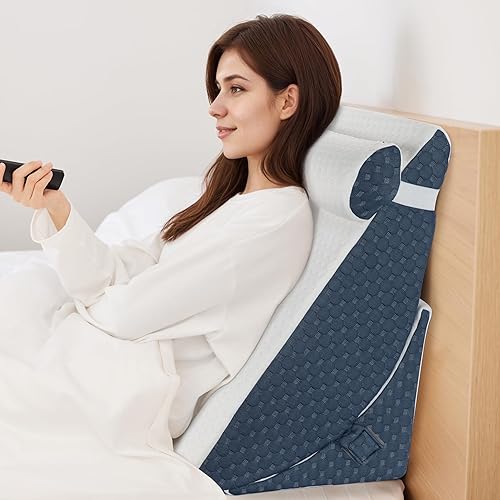 Miniatura 10 de Almohada de cuña de cama para dormir, juego de almohada de cuña ajustable para después de la cirugía, almohada triangular elevada para reflujo ácido