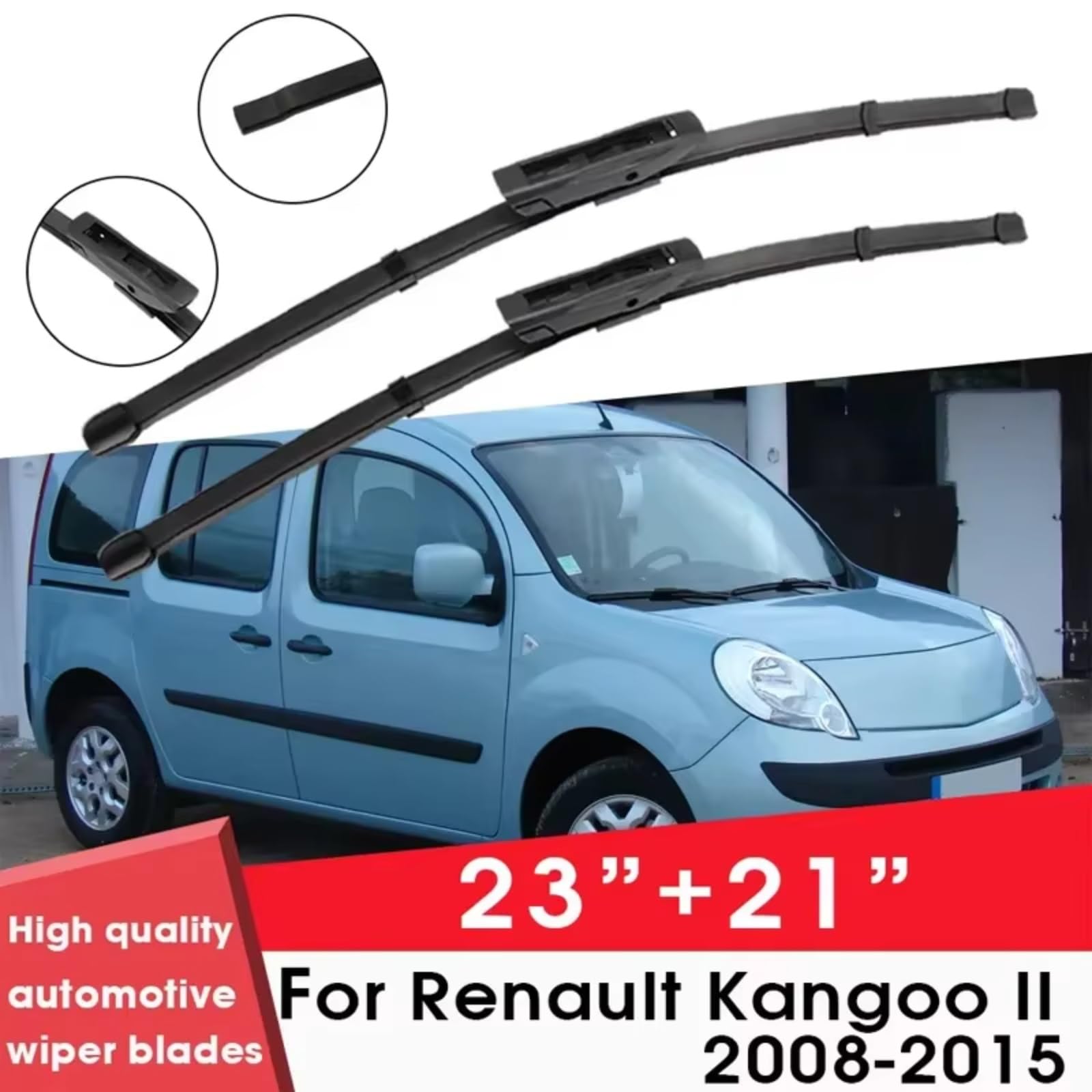 Escobillas Compatible Con Kangoo II 2008 2009 2010 2011 2012 2013 2014 2015 23"+21" Limpiaparabrisas Goma Limpiaparabrisas Accesorios Escobillas Limpiaparabrisas