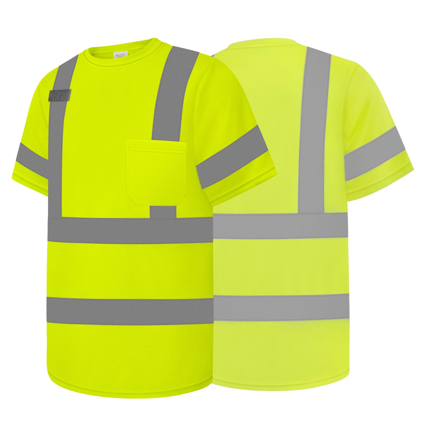 Besentinels Hi Vis Shirts for Men & Women, Short Sleeve Class 3 High Visibility Safety Shirts with Reflective Strips, Yellow X- Large 1pc