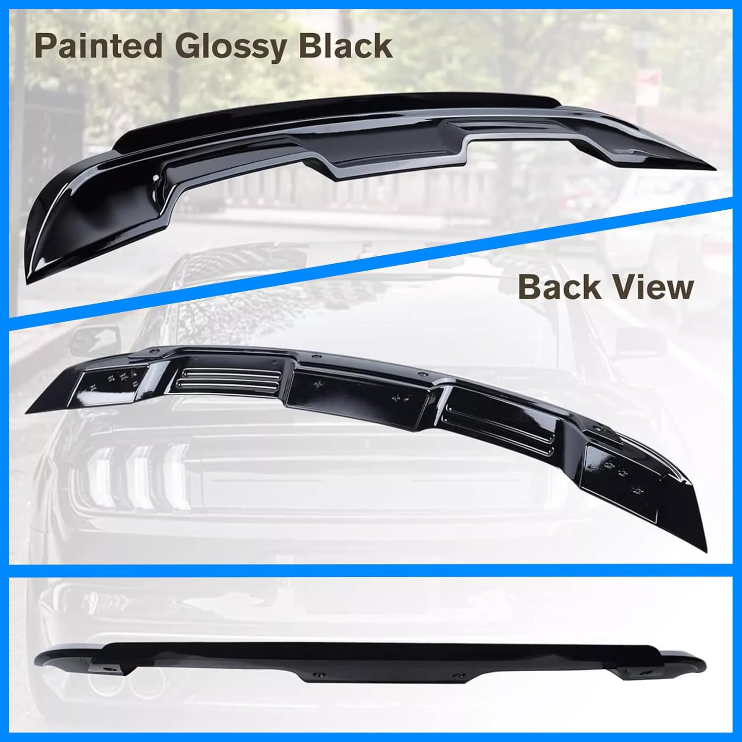 Rear Spoiler Wing for 2015-2023 Ford Mustang V6/V8/Shelby/GT/EcoBoost 2 Door Coupe GT350 GT500 Rear Trunk Lid Wing Spoiler (Glossy Black)