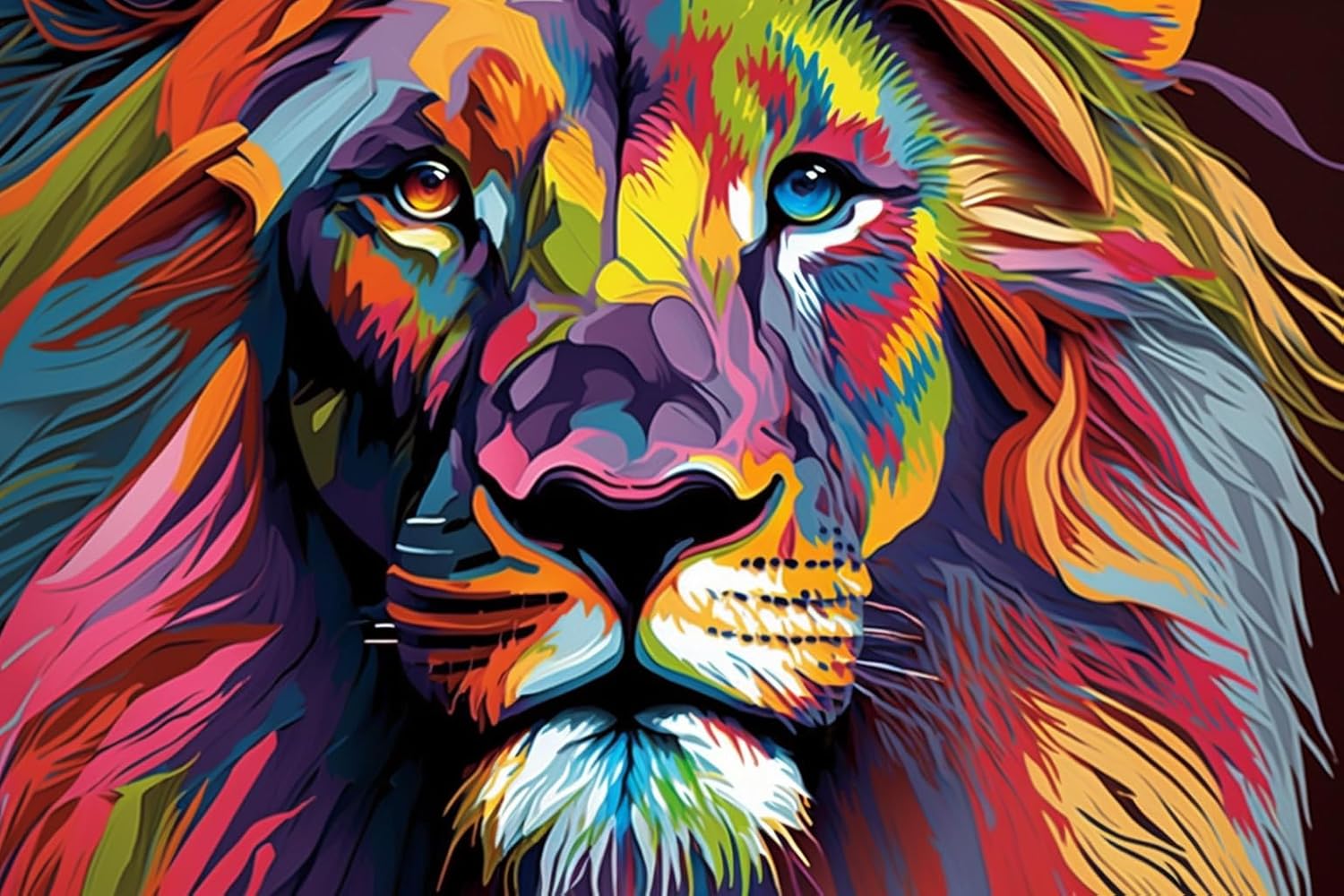 RMSGOZO DIY Colorful Lion Diamond Painting, 20 X 20 Inch Paint by Numbers for Beginners, Full Round Crystal Diamond Art Kits for Room Decor & Bathroom Decor (Abstract Painted)