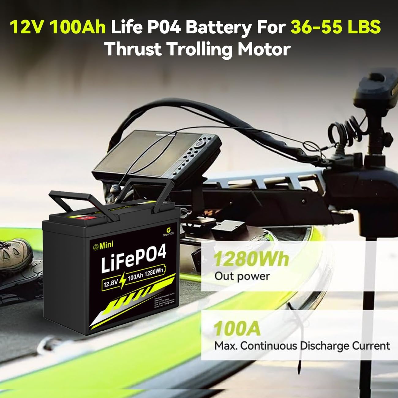 12V 100Ah Mini LiFePO4 Battery, Smaller Than BCI Group 31 Built in100A BMS,Low Temperature Protection,1280Wh, Up to 15000 Cycles, Lithium Battery for RVs, Trolling Motor & Solar System