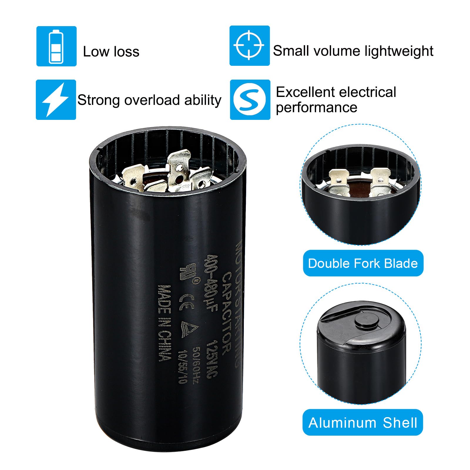 PATIKIL Condensador De Arranque De Motor 10 Piezas 400-480uF/Mfd 110-125V 50/60Hz CD60 Condensador De Funcionamiento Condensador De Arranque De Motor Para Arranque Y Funcionamiento