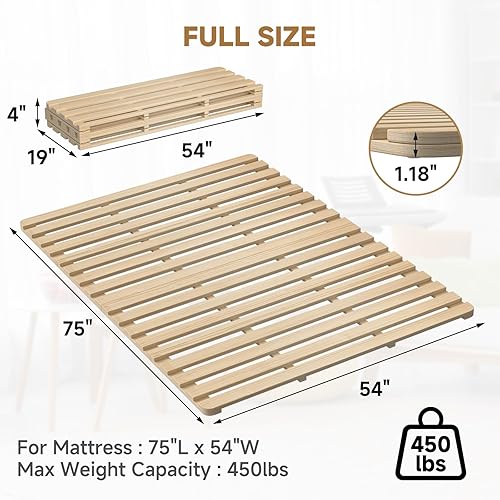 Miniatura 2 de LILYPELLE Tapete de tatami japonés, marco de cama de tatami de madera, plegable a prueba de humedad, marco de cama para colchón de futón, colchón de