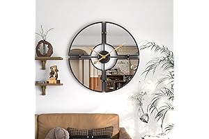 Contemporary Decorative Mirror Wall Clock: 20" Modern Non-Ticking Timepiece for Your Home