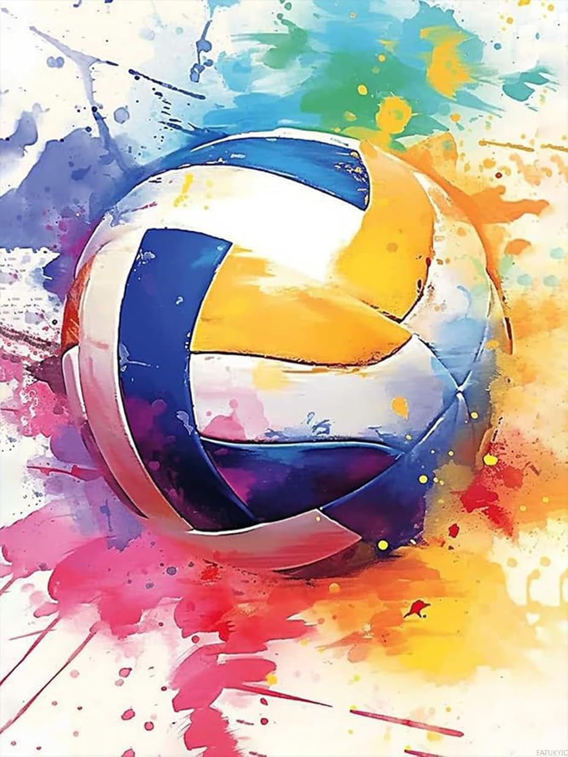 EATUKYIC Volleyball Diamond Art Painting Kits for Adult, Ball Sports 5D Diamond Art for Adults, Round Drill Painting by Diamonds Art and Crafts for Home Wall Decor Gift 12x16 inch