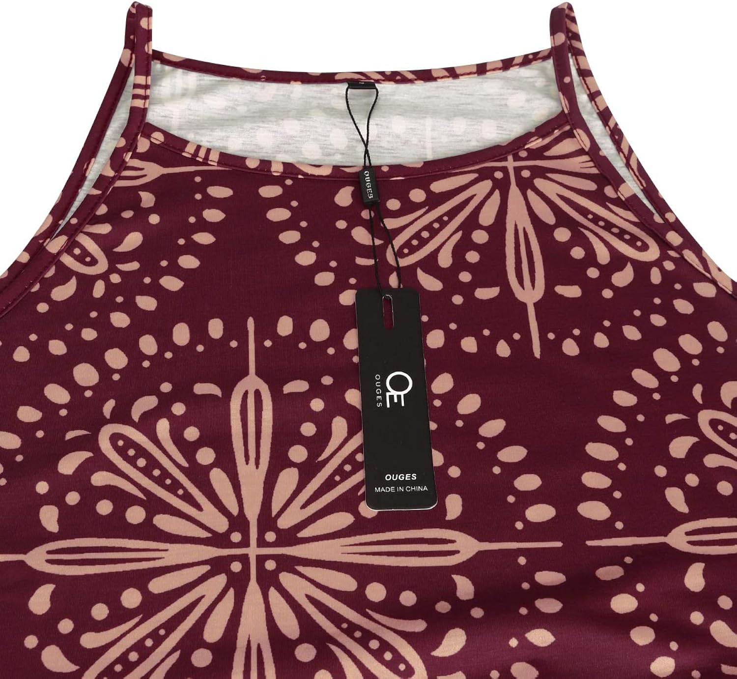 OUGES Women's Summer Floral Print Tanks Camis Casual Halter Tops Shirts