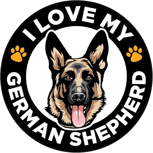 WickedGoodz Calcomanía de vinilo con texto en inglés "I Love My German Shepherd", para laptops, vasos, ventanas, coches, camiones, paredes