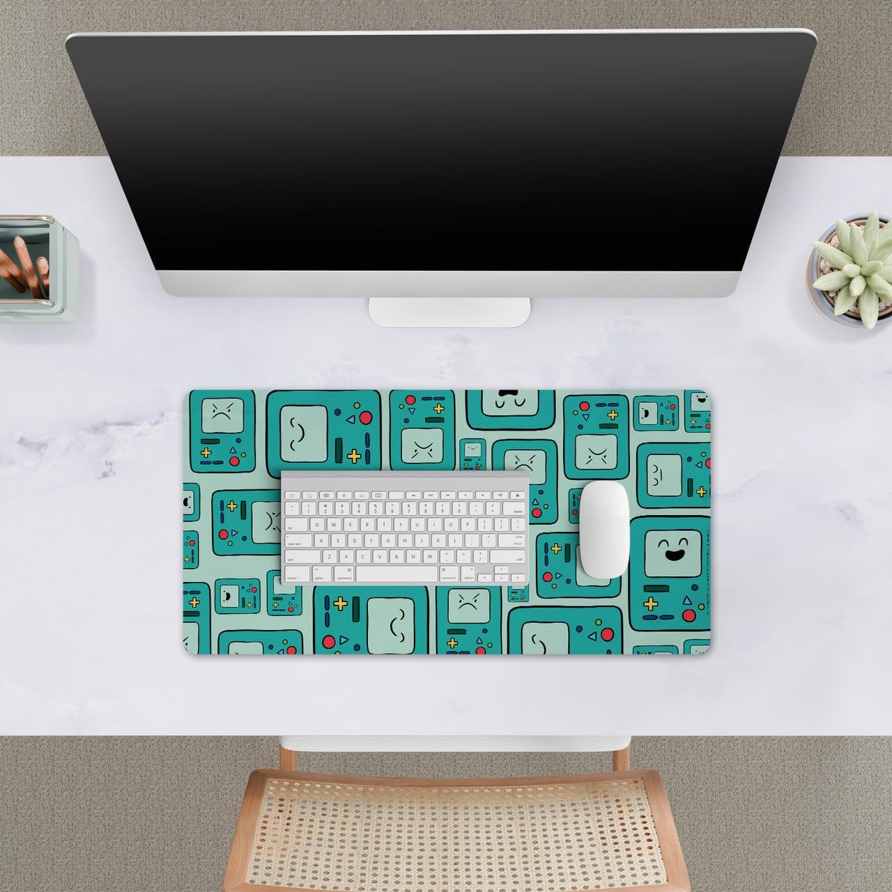 Head Case Designs Officially Licensed Adventure Time BMO Pattern Graphics 23.62 x 11.81 x 0.12 inches (600 x 300 mm) - L Gaming Office Desk PC Keyboard Mouse Mat Pad