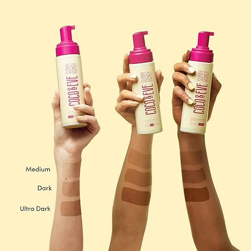 Miniatura 4 de Coco & Eve Sunny Honey Bali Bronzing Self Tanner Mousse Loción bronceadora sin sol natural (muy oscura), loción autobronceadora instantánea con