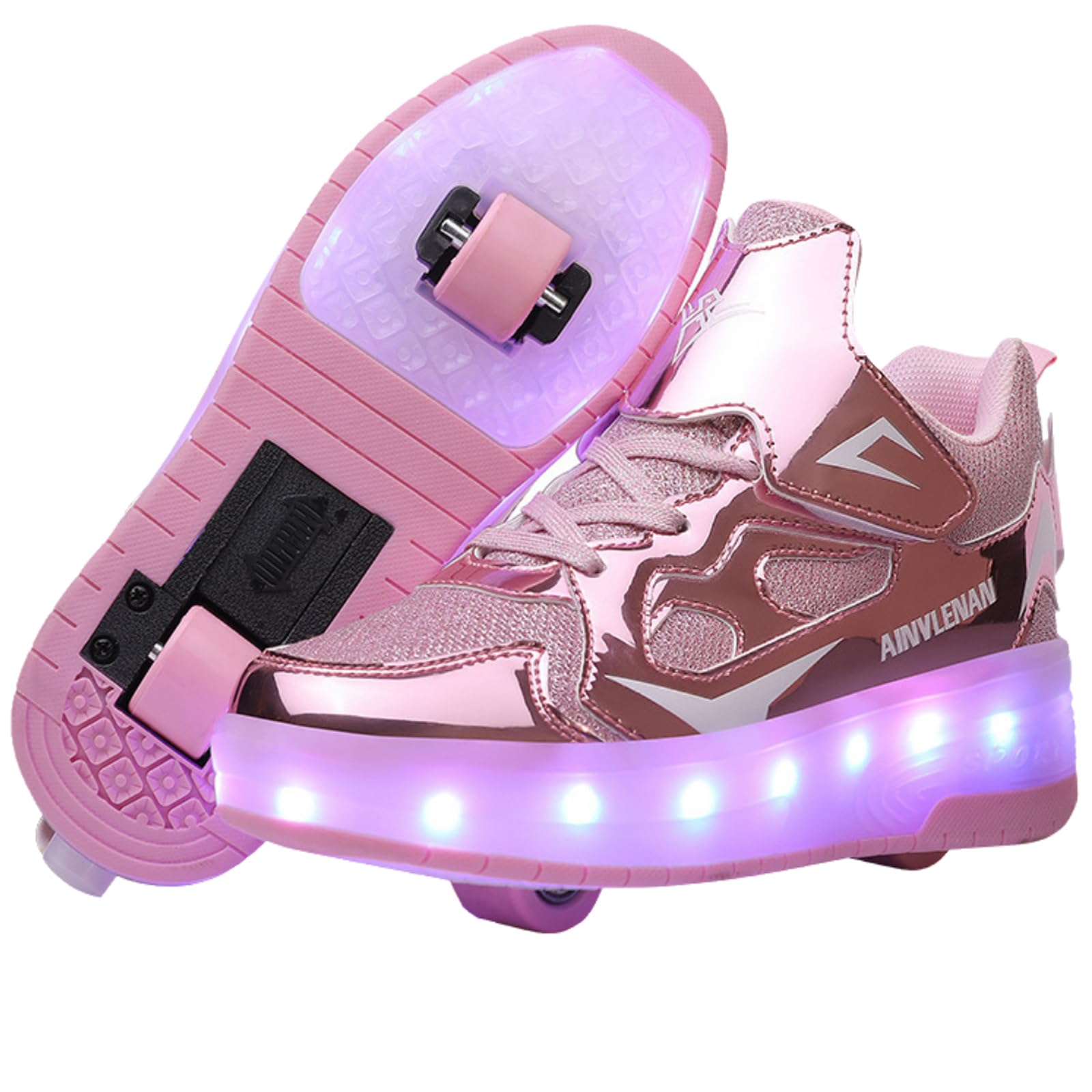 Zapatillas Deportivas con Ruedas para niños,Zapatillas con Ruedas niño,Zapatos con Dos Ruedas,Ruedas Multifuncionales,Carga USB,2 en 1,LED Light-UP,para Regalos creativos de Vacaciones
