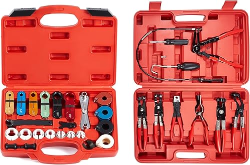 Orion Motor Tech Kit de herramientas de desconexión de línea de 25 piezas para sistemas de aire acondicionado y transmisión y alicates de abrazadera