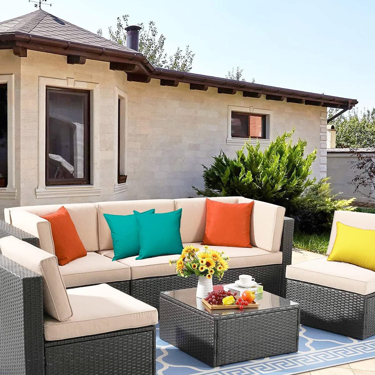 Pack of 2 Outdoor Waterproof Throw Pillow Covers Durable Vibrant Decorative Outdoor Pillows Cushion Case Pillow Shell for Patio Couch, Tent, Sunbrella (12x20 Inches, Orange) - Image 6