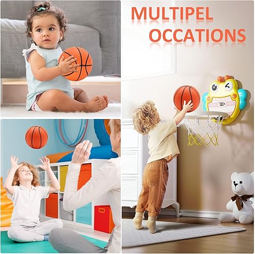 Miniatura 7 de Juego de 30 mini pelotas de baloncesto de 7 pulgadas a granel con bomba, baloncesto pequeño de PVC para colocar sobre la puerta, juegos de aro de