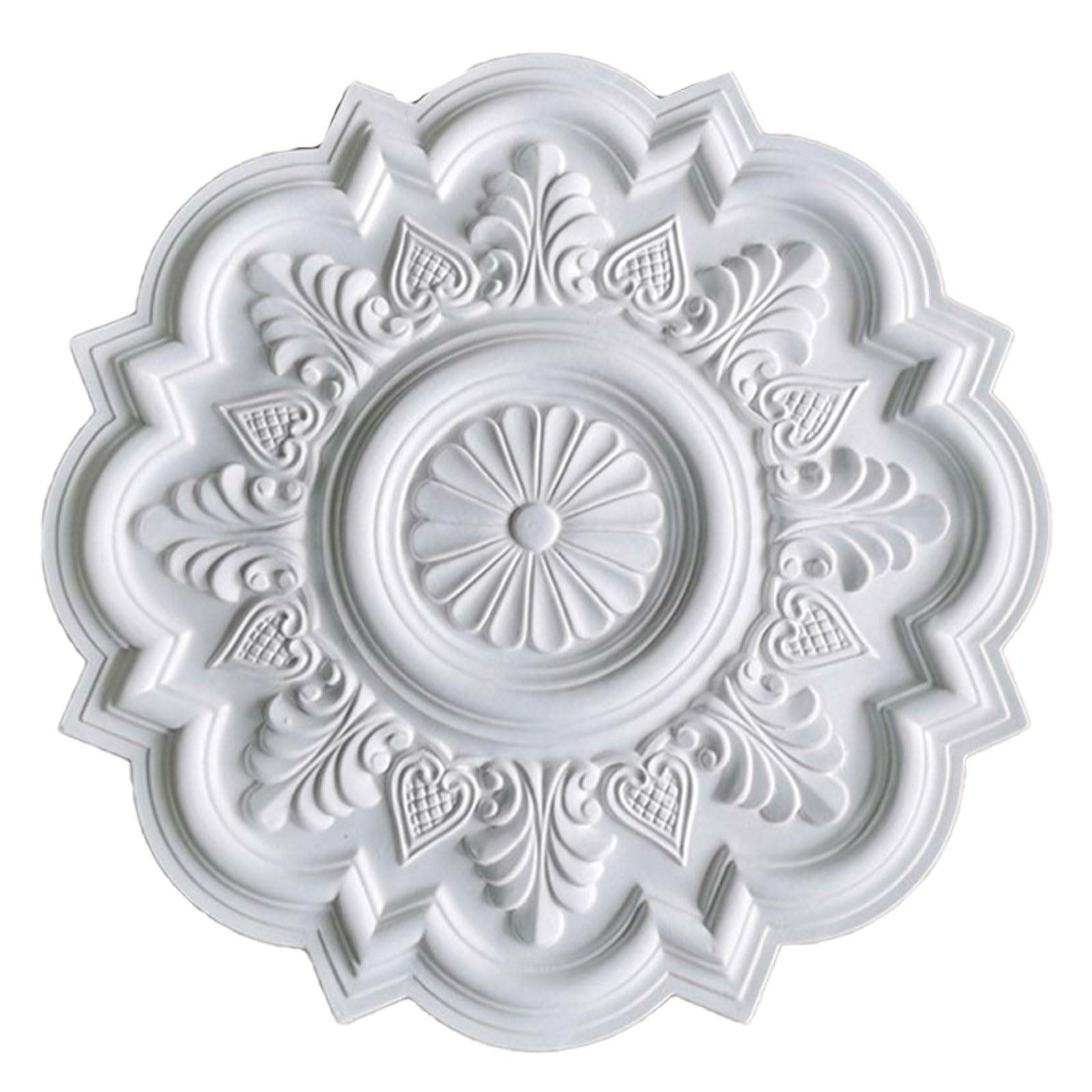 Foelanne White O Round Pu Ceiling Medallion White Lightweight No Drilling 24-60Cm(,48Cm)