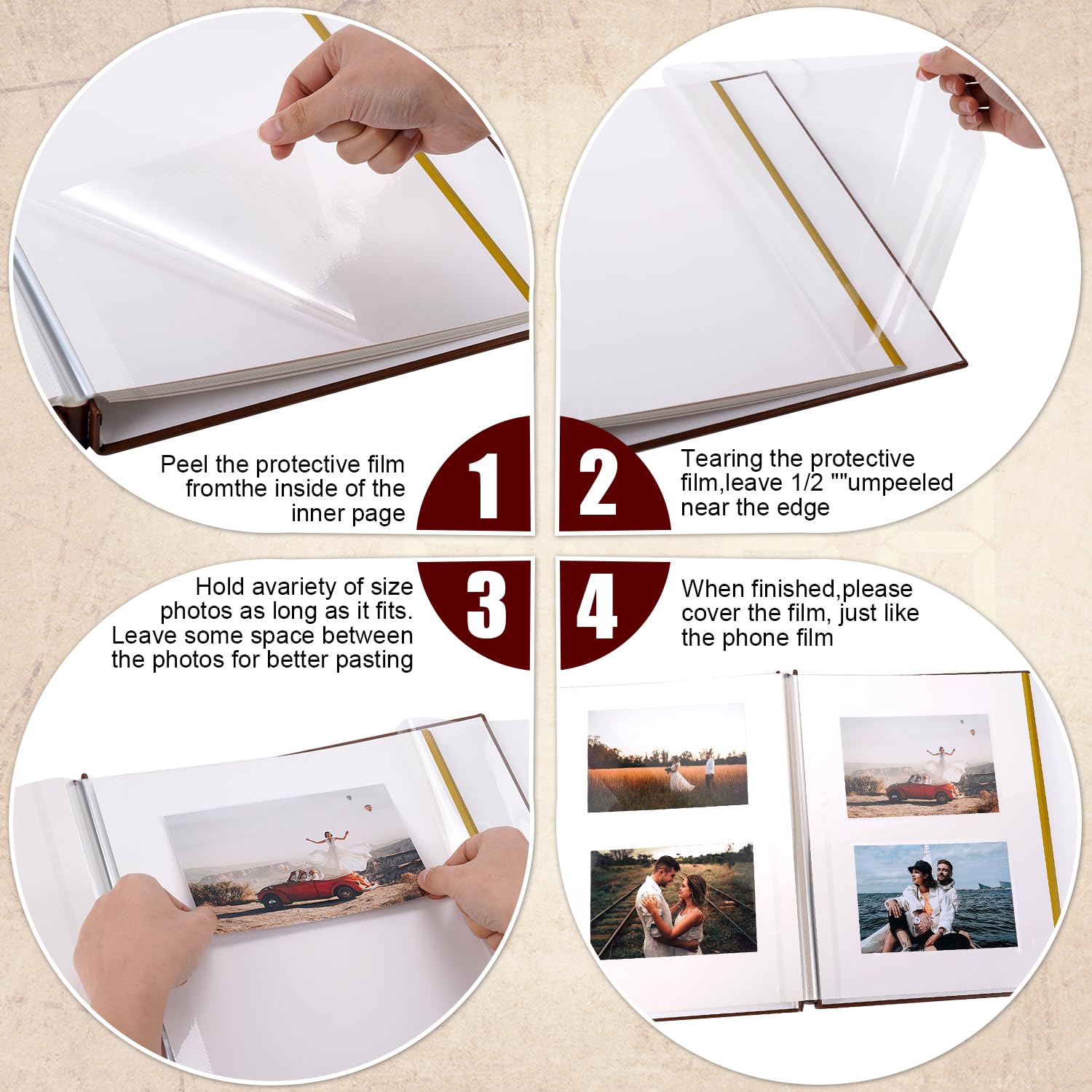 Album Fotografici Grandi Autoadesivi 40 pagine, Il Nostro Libro delle Avventure Copertina Rigida in Pelle Album per Matrimonio, Album Fotografico Personalizzato per Anniversario, Contiene Foto 3X5