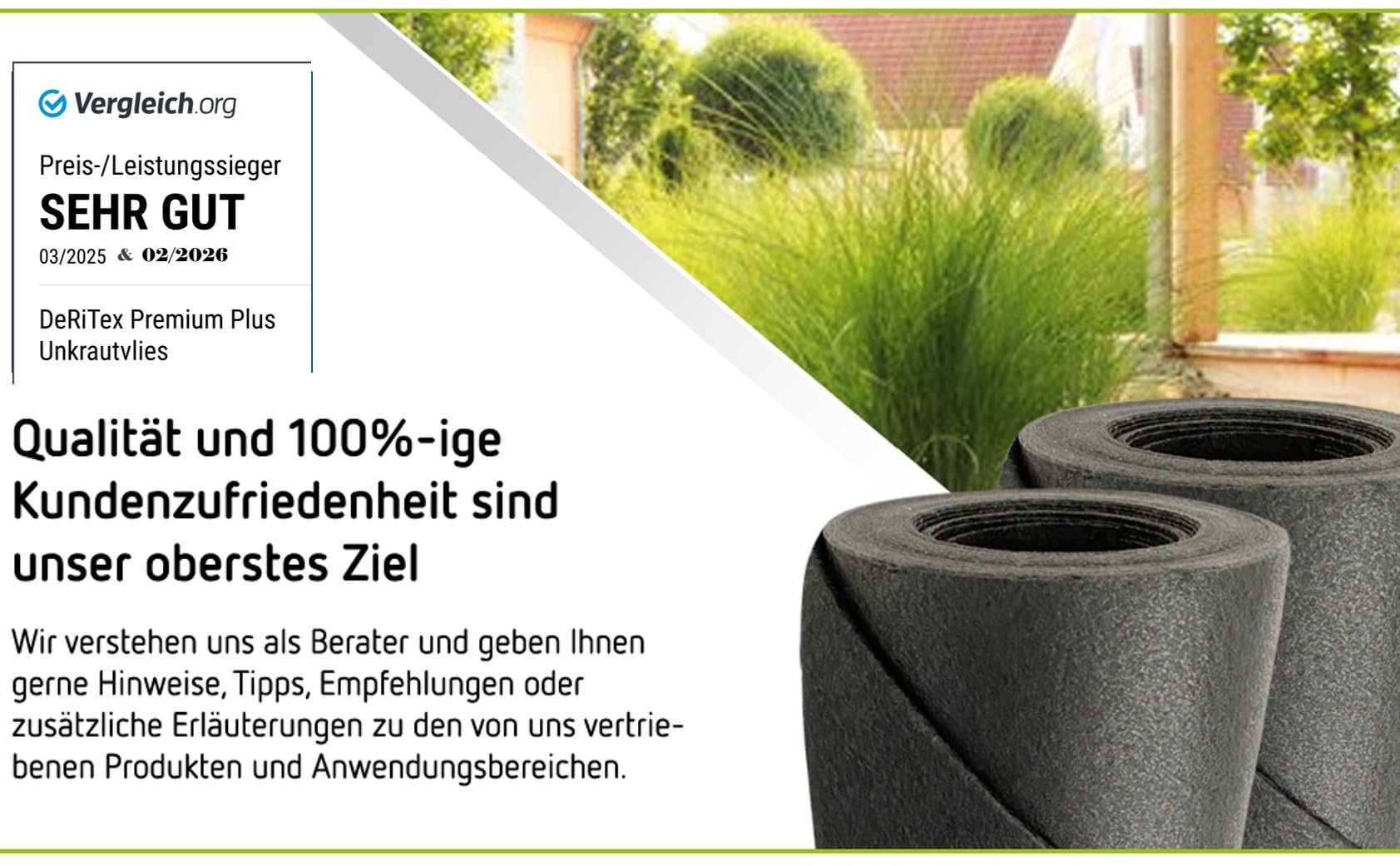 120g/150g Qualitäts Unkrautvlies - 100% Polyestervlies -> UV-Stabil (150g/m² - 1,5m x 25m = 37,5m²)