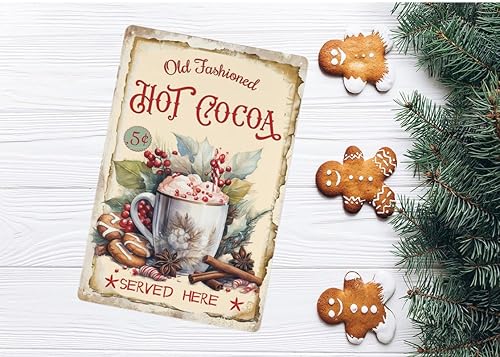 Miniatura 2 de Placa de metal con diseño de cacao caliente de estilo antiguo, servidos aquí, vintage, Navidad, para el hogar, bar, cafetería, cafetería, cocina, 8