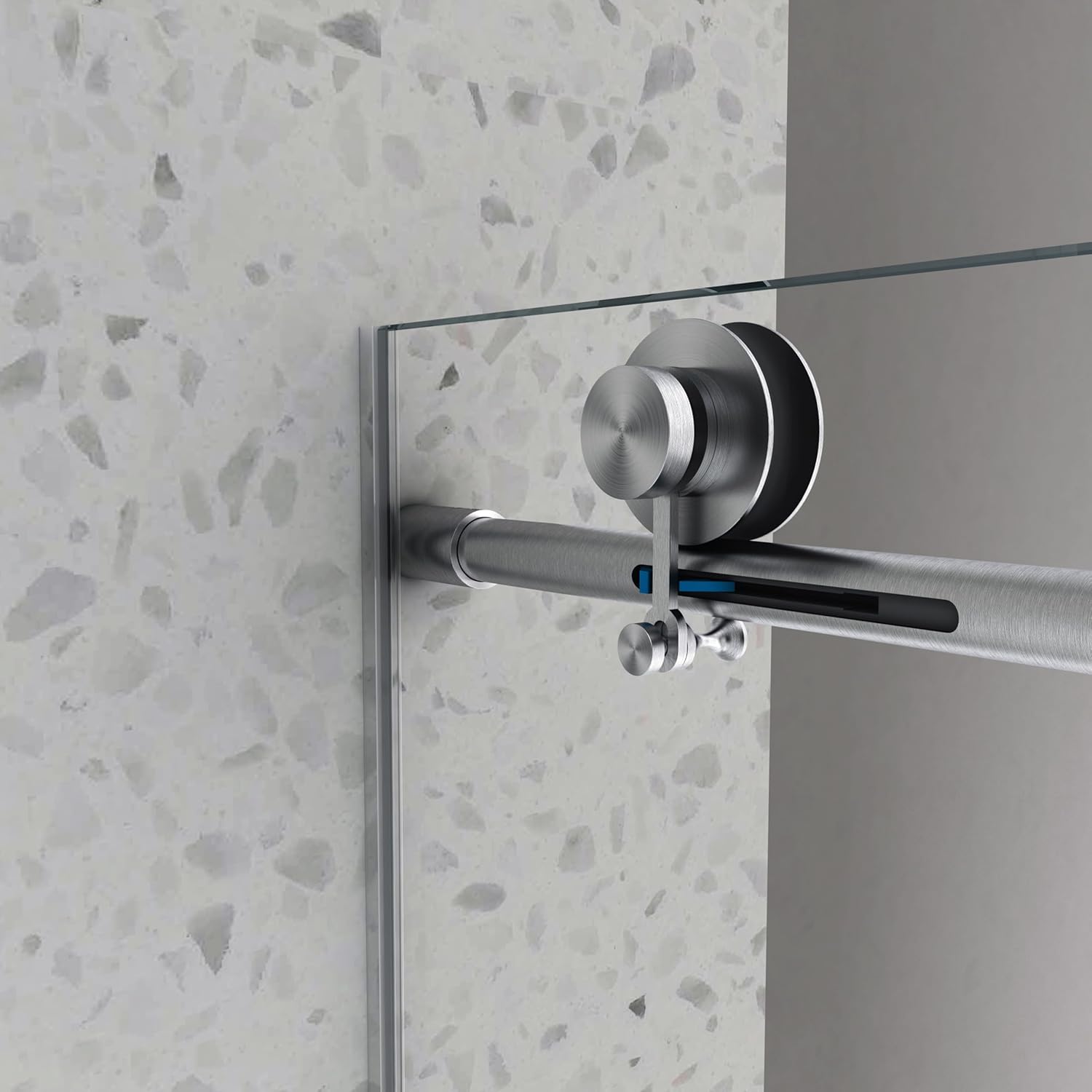 49"-54" x 76"H Frameless Sliding Shower Door, One Fixed & One Shifted Panel, 5/16" Tempered Glass with Nano Easy-Clean&Explosion-Proof Film, Soft-Closing 304 Stainless Steel, Brushed Nickel