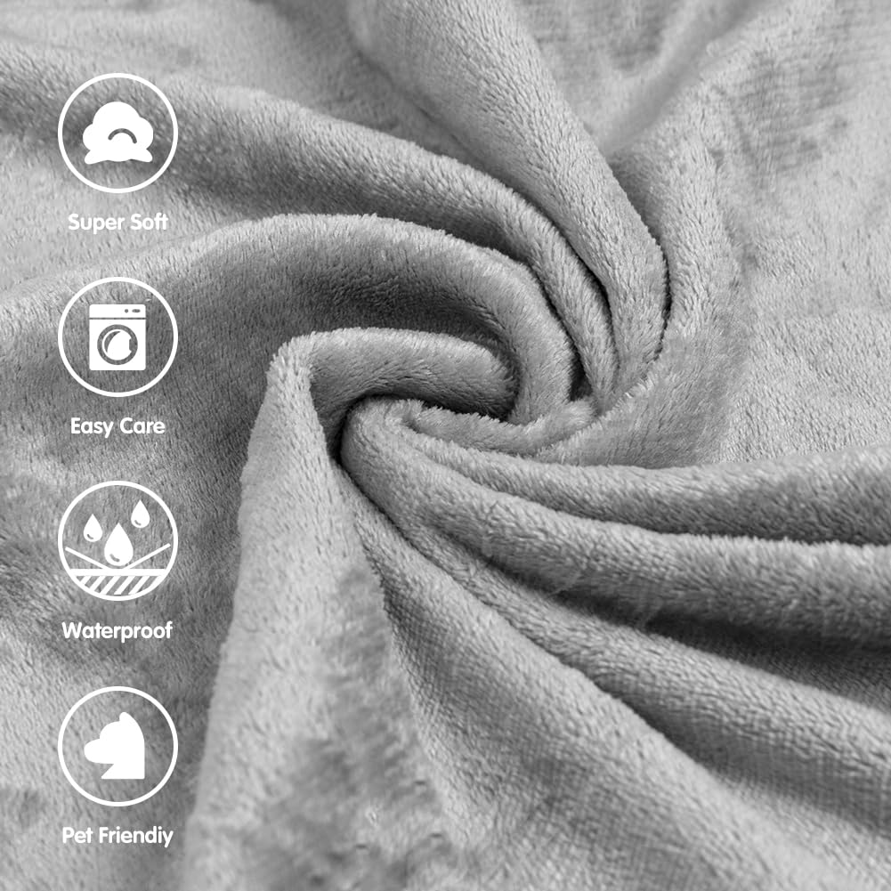 DUJUIKE Coperta Da Letto Impermeabile, Coperta Per Cani Impermeabile In Flanella, Coperta Di Protezione Per Mobili Per Divano Letto Morbida E Confortevole A Doppia Faccia (102x152 Cm, Grigio Chiaro)
