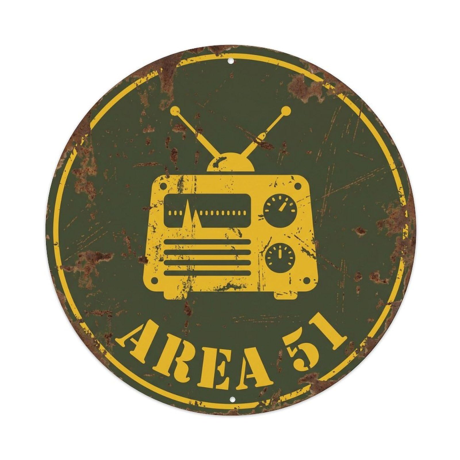 Cwbufd Vintage Style Alien Area 51 Alien Amplifier 1 Vintage Metal Tin Sign Plaque Wall Decor For Cafe, Club Bar, Office, Garden Metal Poster 8X8inch