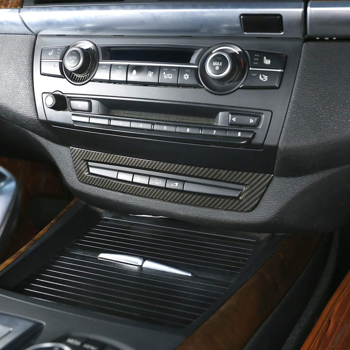 ABS Plastic Car Center Console Driving Aid Control Frame Trim Accessories for BMW X5 E70 2008-2013 (Carbon Fiber)