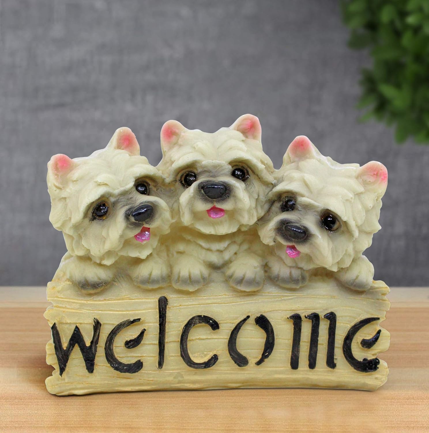 TIED RIBBONS Statue Outdoor Lifelike Resin Dog Statue, Cute