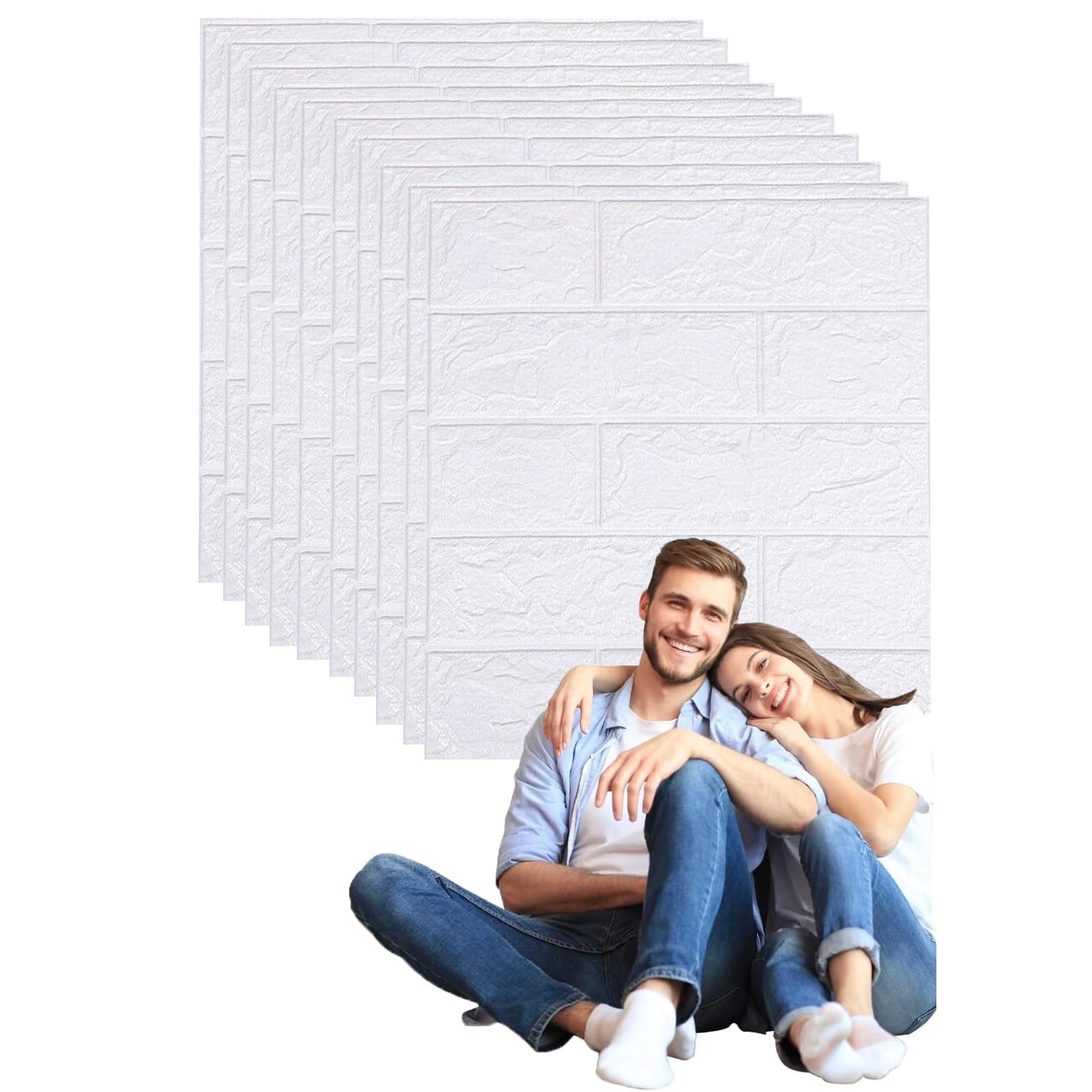10PCS Pegatina Pared 3D,Paneles de Pared 3d Para DecoracióN De Paredes Interiores,Papel Pintado de Espuma Autoadhesivo se Utiliza Para La DecoracióN De La Pareds de La Sala de Estar (Blanco)