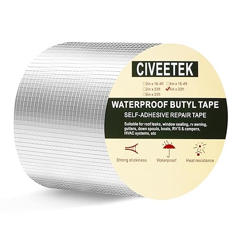 Miniatura 10 de Civeetek Cinta de butilo impermeable, cinta adhesiva de aluminio para reparación de fugas al aire libre, para tubería, toldo de caravana, vela,