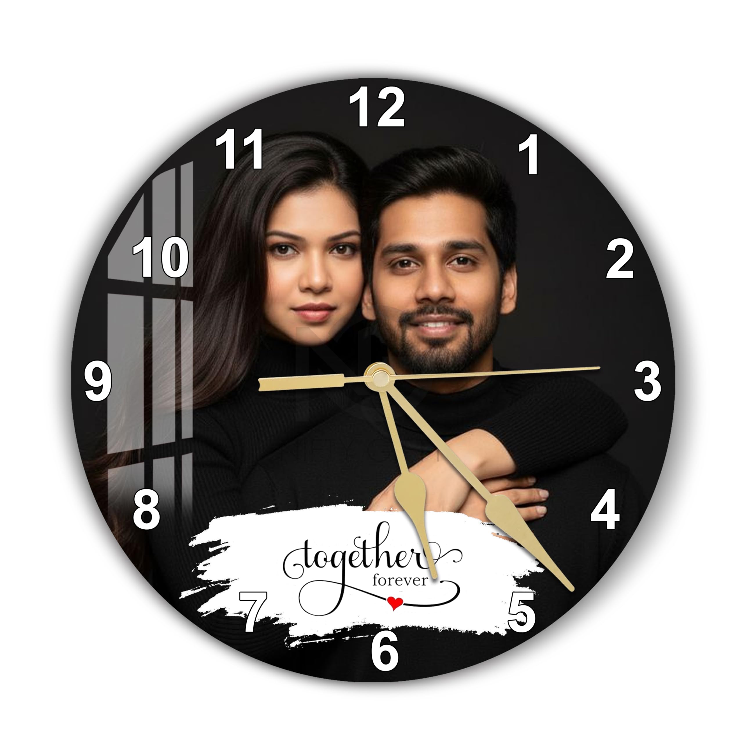 Nifty Gifty Personalized Photo Wall Clock - Custom Photo Wall Clock for Couple, Love | Customized Gift for Anniversary, Wedding. for Room/Home/Kitchen/Bedroom/Office/School (Together Forever)-image-43