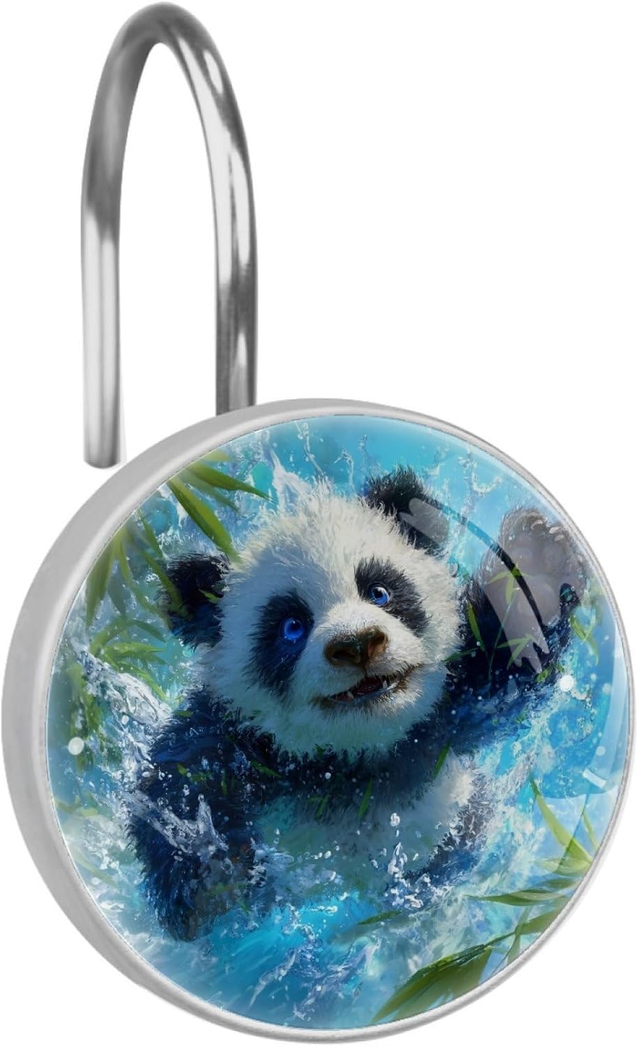 12 Packs Panda Shower Curtain Hooks, Stainless Steel Glass Shower Curtain Rings for Bathroom Decor, Metal Rustproof Curtain Rod Hooks
