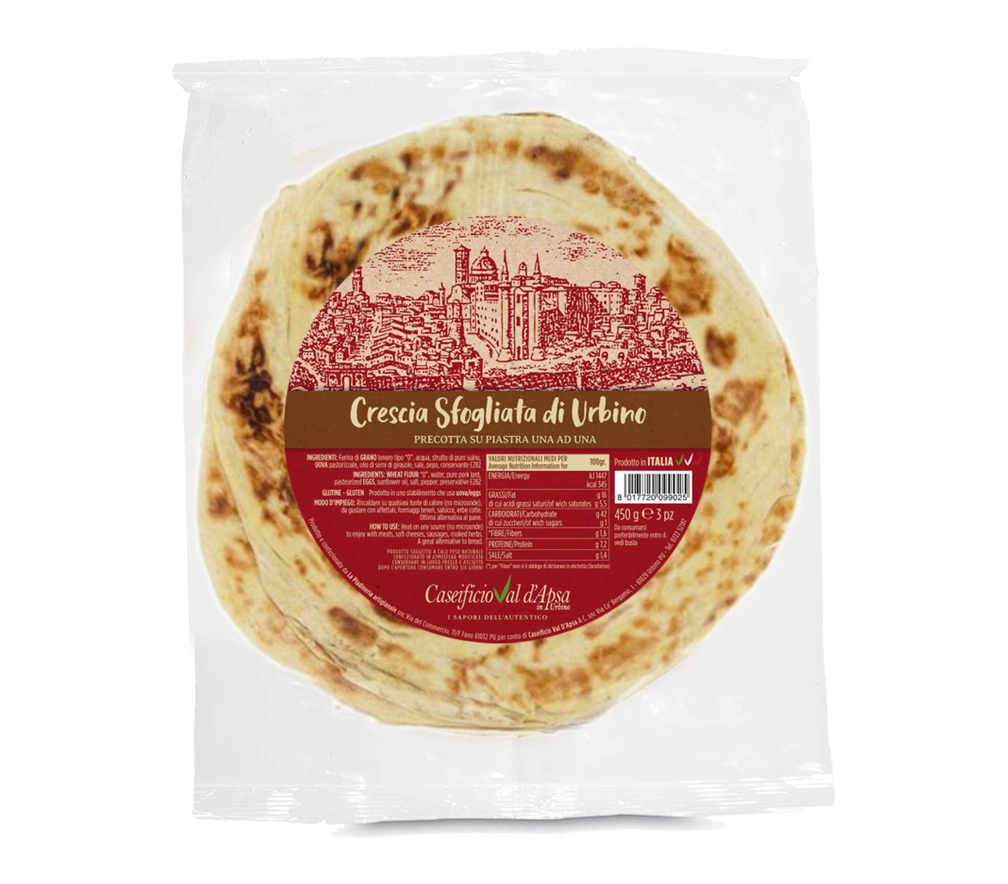 CARTONE DA 10 CONFEZIONI di Crescia Sfogliata di Urbino (450)