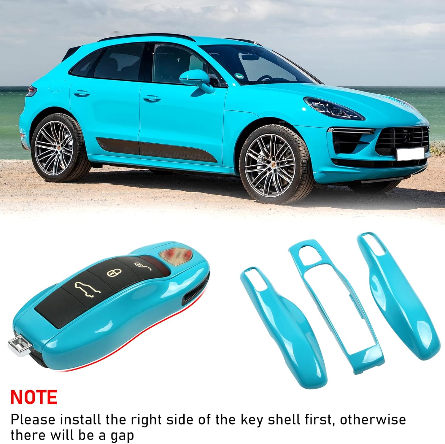 Jaronx Compatible with Porsche Key Fob Cover, Keys fob Shell Cover Compatible with Porsche Cayenne Panamera Macan Cayman 911 Accessories (Miami Blue) - Image 6