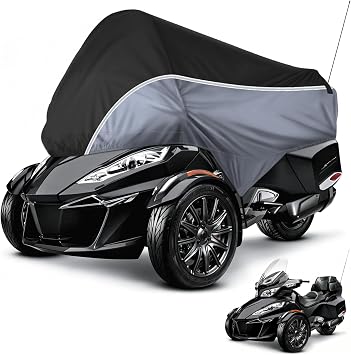 XYZCTEM Can-Am Spyder RT Cover,Outdoor Waterproof Sun & Heat Protection Half Cover, Compatible with Can-Am Spyder RT 2010-2019 Limited, Black/Grey