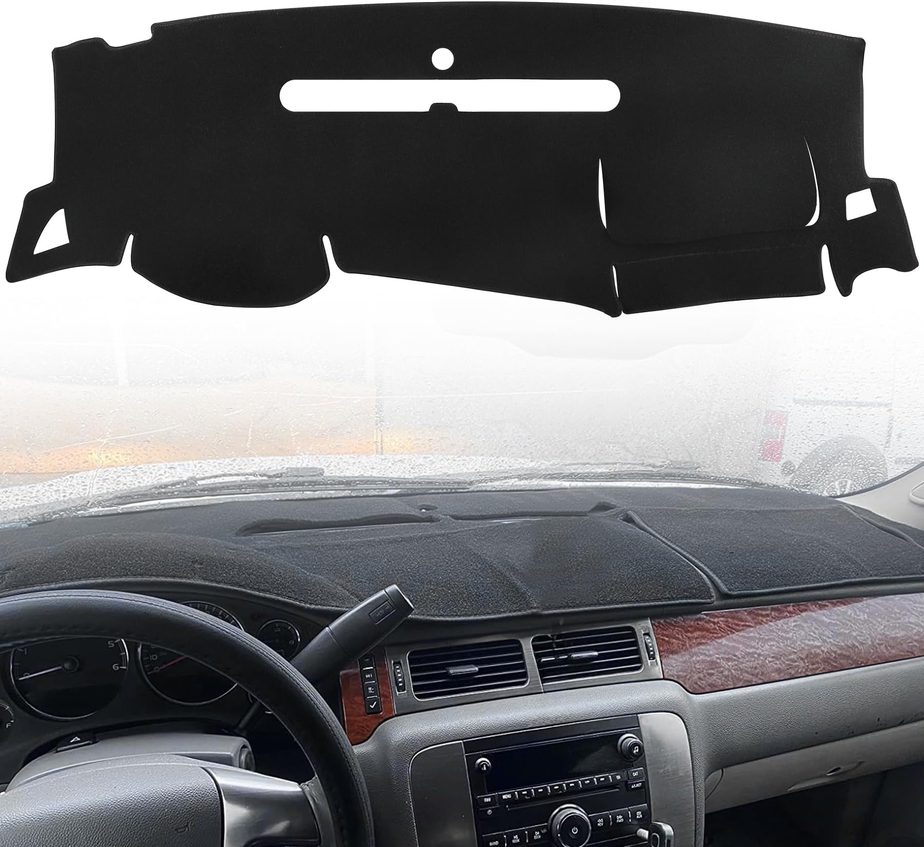 LivTee Dash Mat Dashboard Cover, Fits for GMC Sierra with Two Glove Boxes, Fits for Chevrolet Silverado with Two Glove Boxes, 2007 2008 2009 2010 2012 2013, Dashboard Decorative Pad Carpet