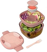 Vista 9 de Bentgo Glass Todo en Uno - Ensaladera Grande de 61 oz con Tapa, Bandeja Estilo Bento de 4 Compartimentos, Contenedor de Salsa de 3 oz y Tenedor