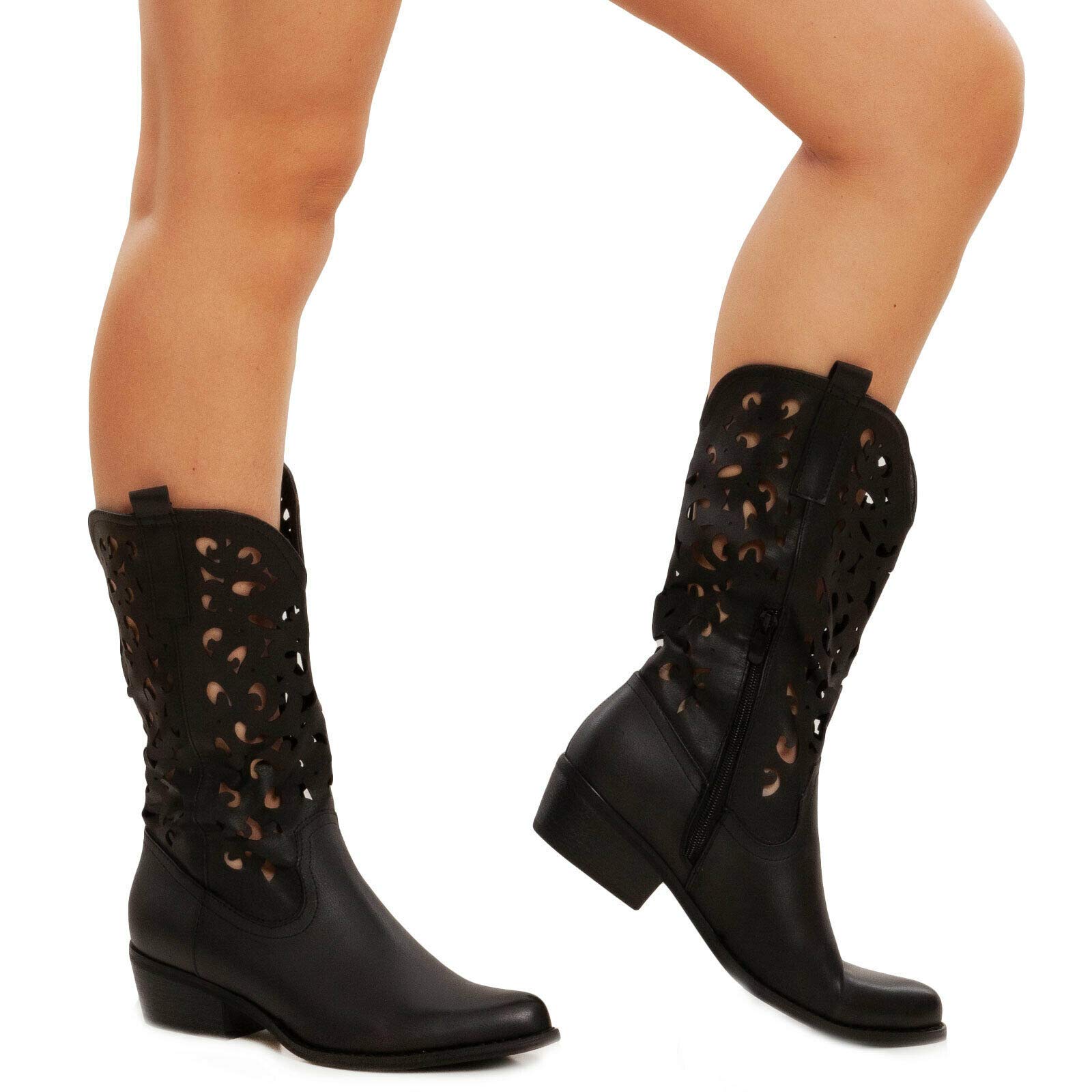 Toocool - Scarpe Donna Stivali Stivaletti Texani camperos Western Traforati G629 [41,YG888 Cuoio]