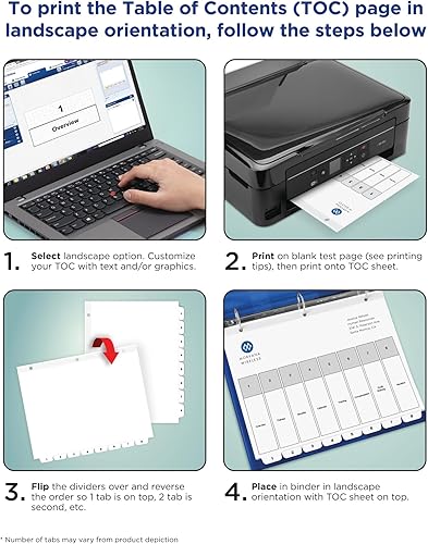 Miniatura 7 de Avery Separadores de 15 pestañas para carpetas de 3 anillas, tabla de contenido personalizable, pestañas blancas clásicas, 1 juego (11142)