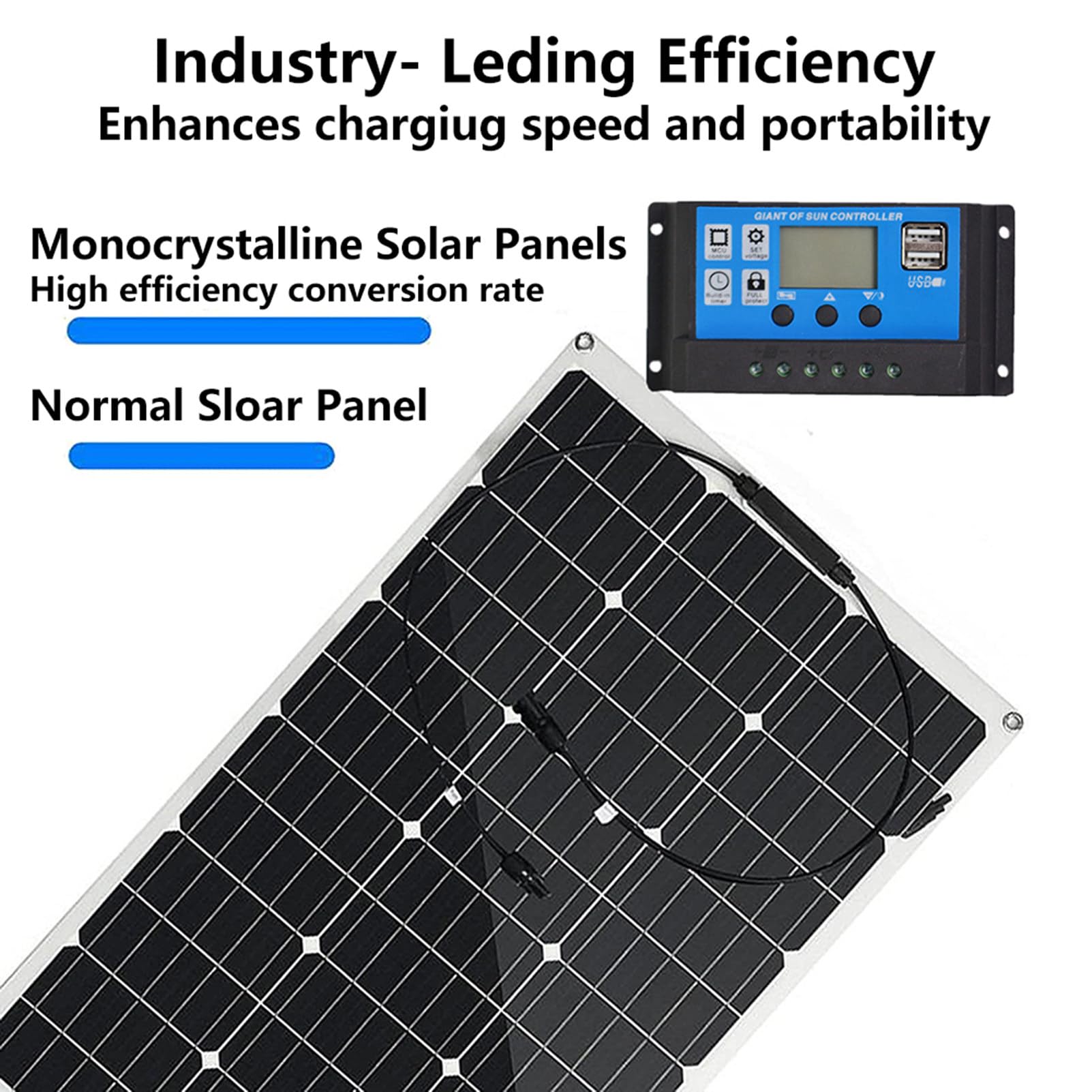 Pannello Solare Flessibile 300W 12V Monocristallino Fotovoltaico Pannello Solare Plug And Play 40A Regolatore di Carica per Camper Roulotte Barca e Batteria di Ricarica 1 * 300W