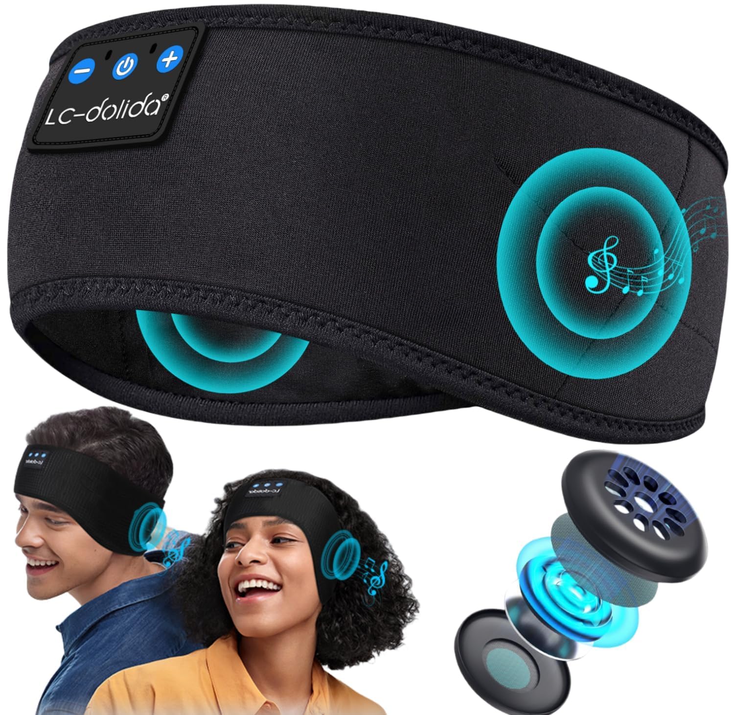 LC-dolida オーバーヘッドホン ヘッドバンドヘッドホン 睡眠用 ヘッドバンド Bluetooth5.4 ヘッドフォン スリープ ワイヤレス イヤホン スポーツ 柔らかい 吸汗速乾性 HiFiサウンド 防音イヤーマフ iPhone&Android対応 技術適合証明済 寝ホン ヘアバンド メンズ レディース 女の子 男の子に対応