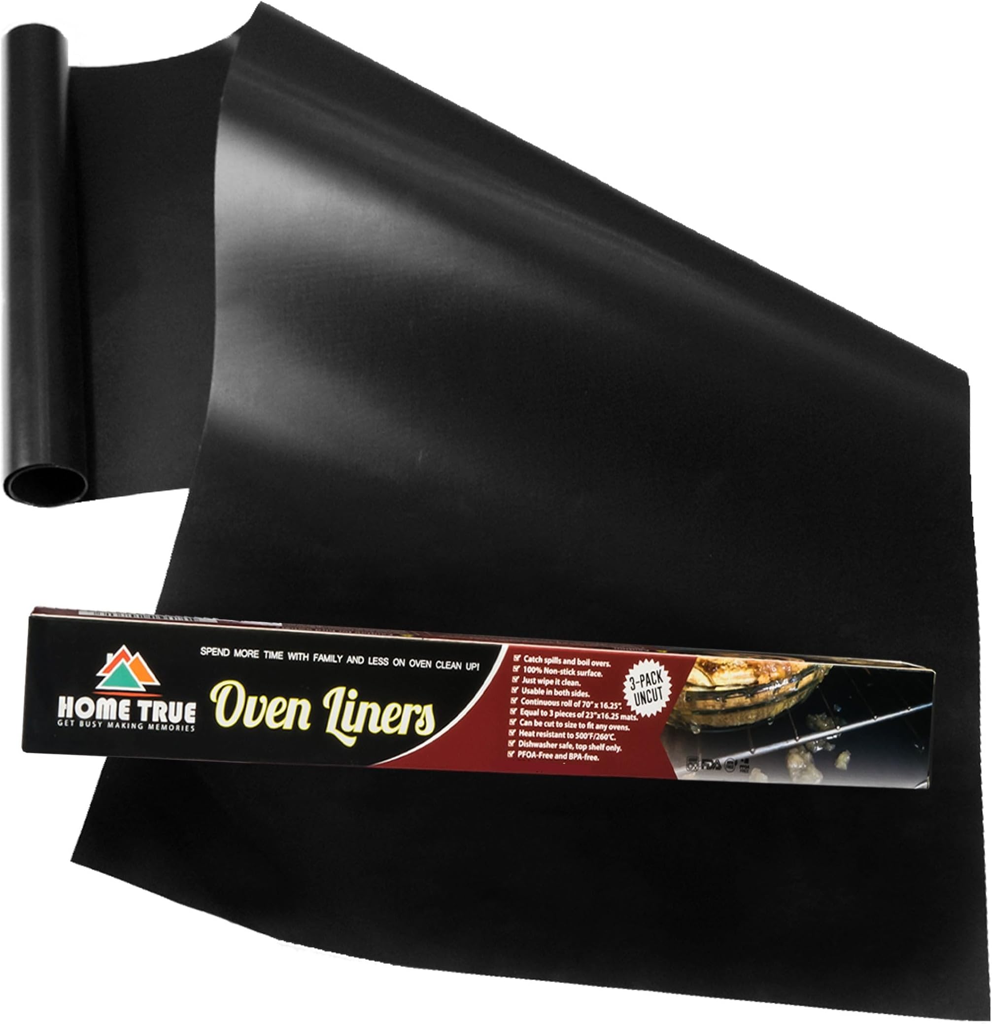 Home True Ovenliner Microwave Toaster Stovetop Mat Non-stick Black 70x16.25 Inches