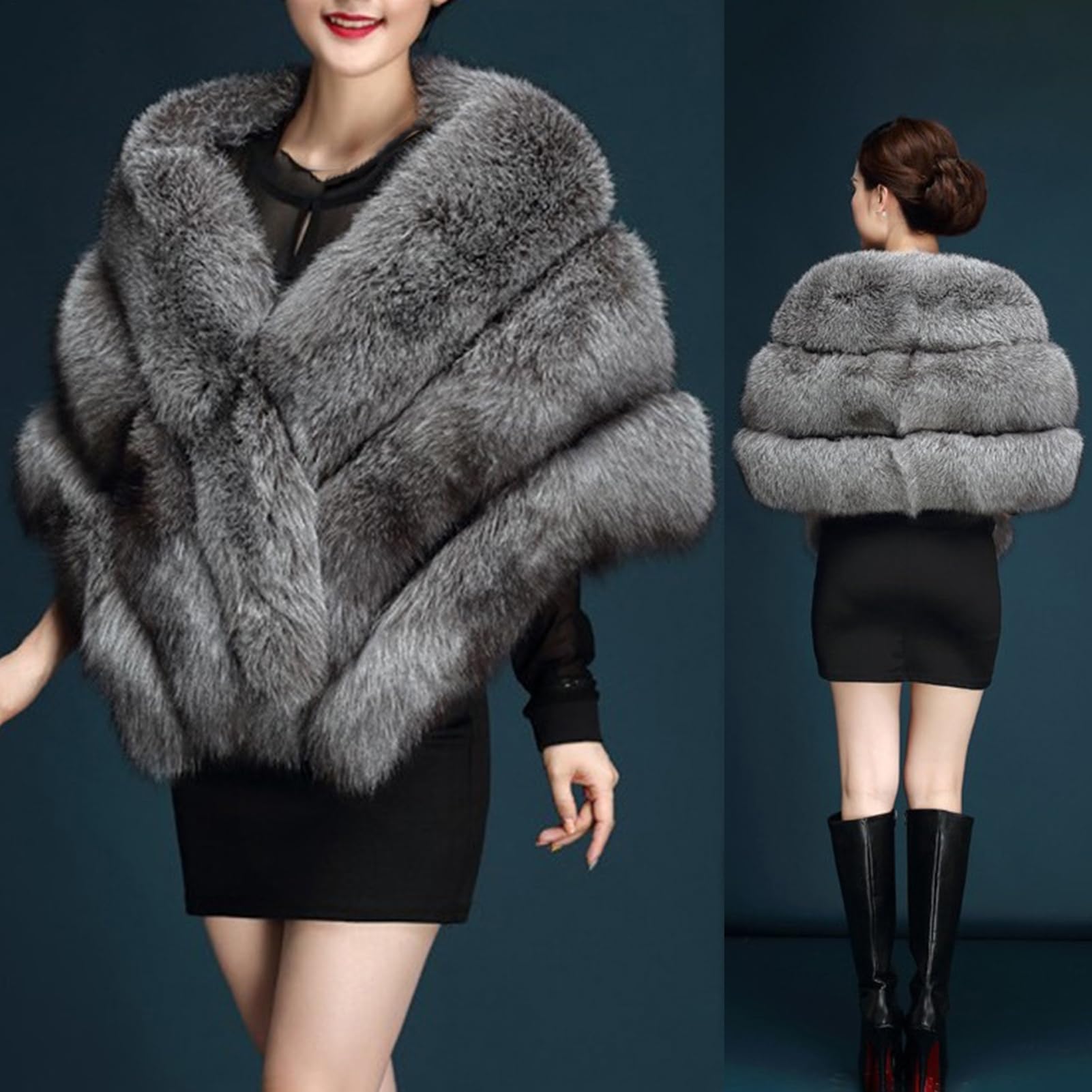 Faux enveloppement – Châle d'hiver pour femme, étole élégante | Cape de mariée douce et chaude - Couverture de soirée luxueuse - Accessoire élégant pour fête de mariage, événement formel, célébration