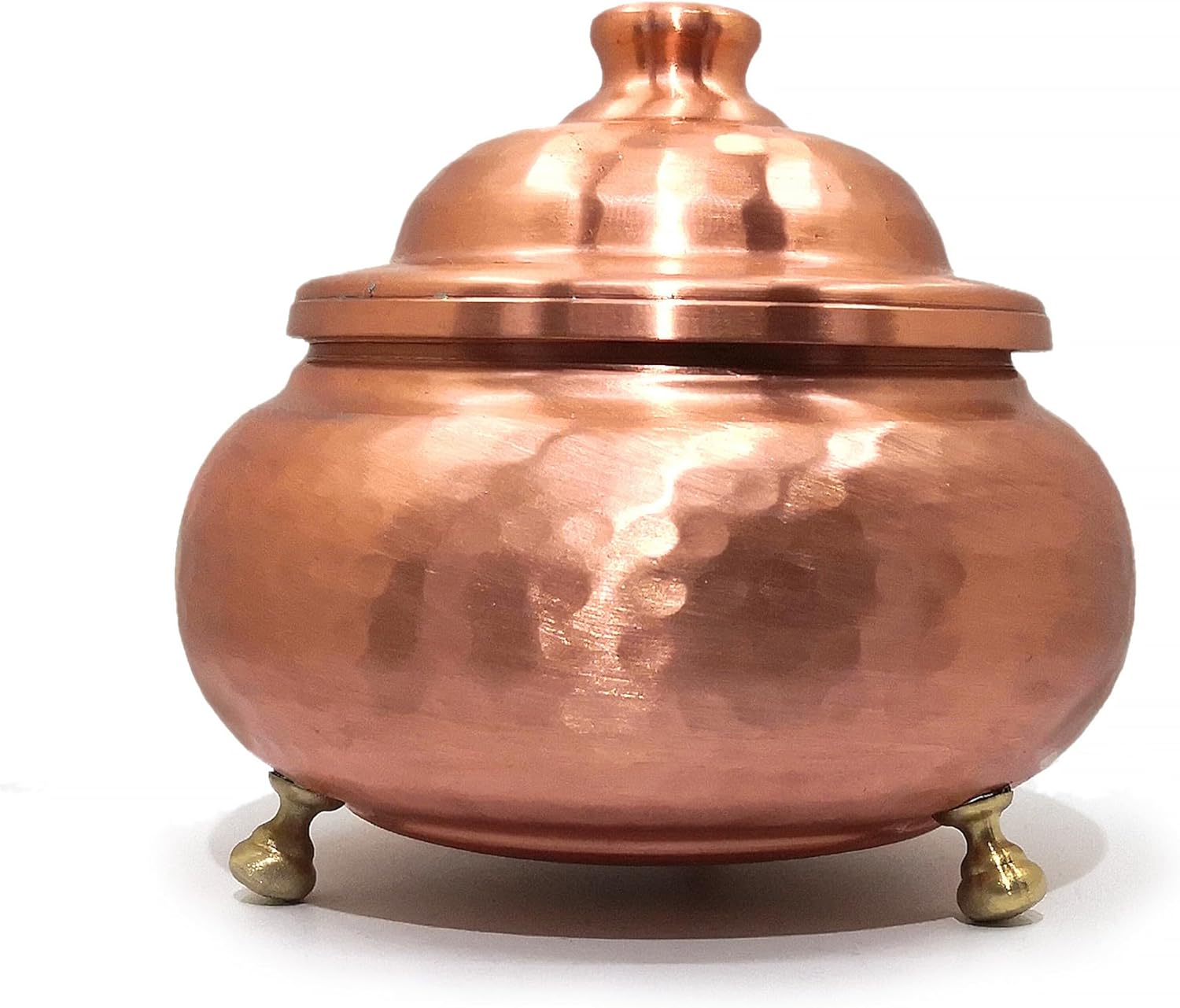 carrina Copper Sugar Bowl with Lid - 17 oz, Handcrafted Turkish Motif Design | Multipurpose Seasoning & Spice Jar, Coffee Canister | Ideal Kitchen Decor & Housewarming Gift (Hammered - Copper Color)