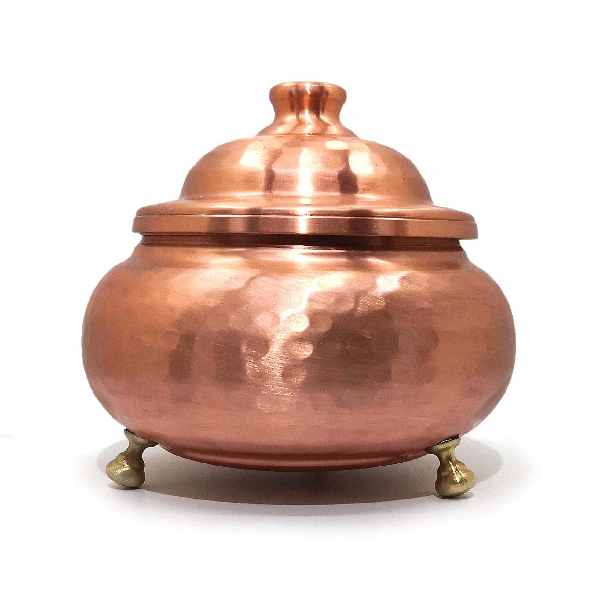 Copper Sugar Bowl with Lid - 17 oz, Handcrafted Turkish Motif Design | Multipurpose Seasoning & Spice Jar, Coffee Canister | Ideal Kitchen Decor & Housewarming Gift (Hammered - Copper Color)