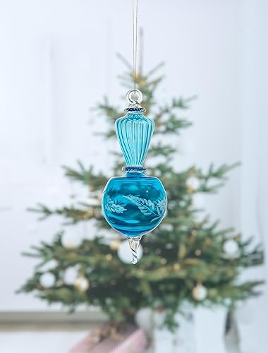 Miniatura 2 de Adornos de cristal grabados turquesa hechos a mano, adorno de Navidad, adornos de Navidad con diseños personalizables, bolas de Navidad para